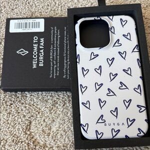 Burga White and Black Heart Design Phone Case IPhone 14 Pro Max